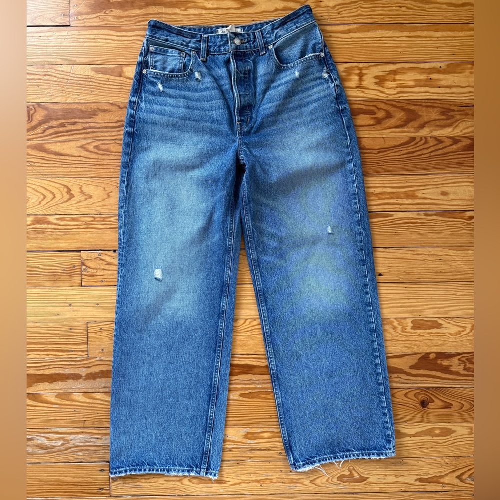 Madewell Curvy Low Slung Baggy Jean Robertson Wash Medium Blue Sz 27